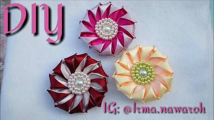 DIY II TUTORIAL BROSS KANZASHI FLOWERS 06 l Satin ribbon flowers