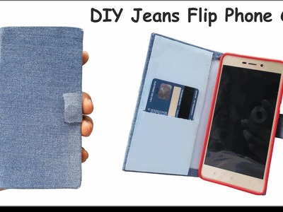 DIY jeans flip phone case making tutorial - jeans phone case