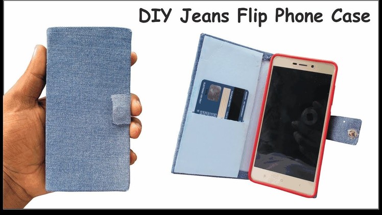 DIY jeans flip phone case making tutorial - jeans phone case