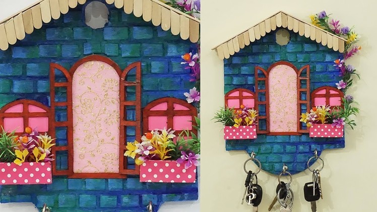 DIY Key Holder House Shaped Wall Hanging | Handmade Crafts | Easy Best out of Waste