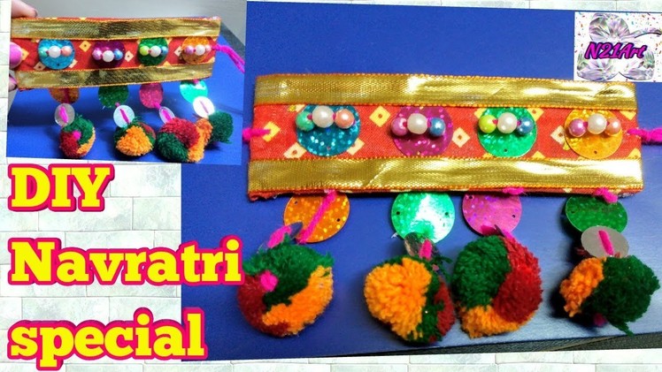 DIY | Navratri ornament| armlet making from pom pom | Bracelet from pom pom