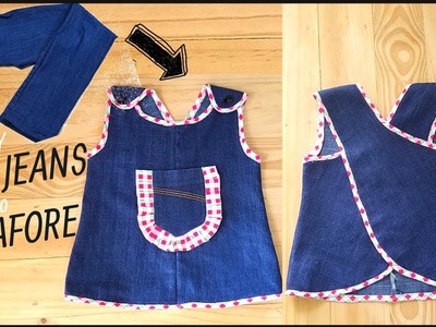 DIY Old Jeans into Pinafore Baby Frock (Best Use of Old Jeans)