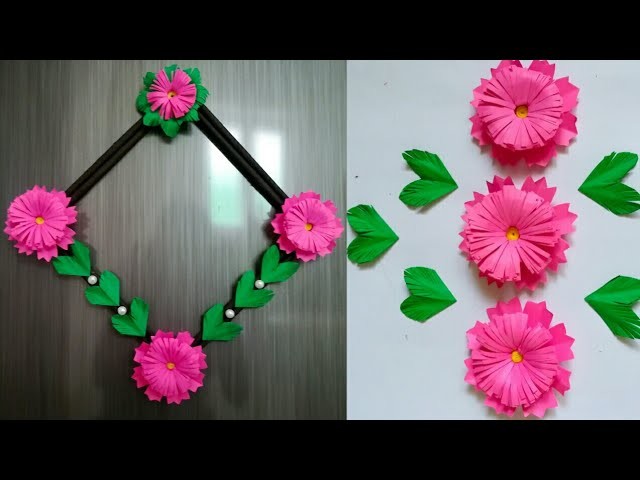 Diy paper flower wall hanging.Simple and beautiful wall hanging.Wall decoration by KovaiCraft #53