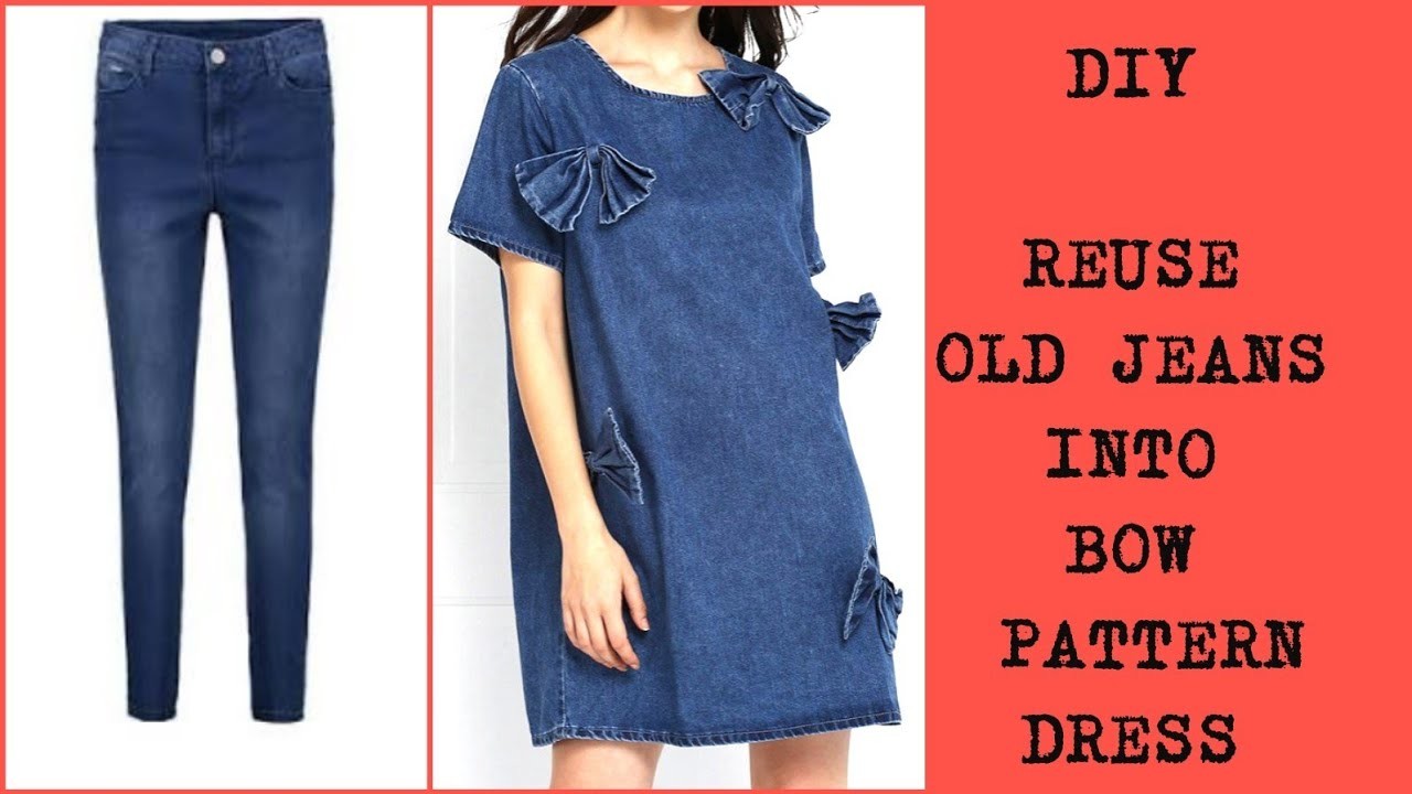 DIY : Recycle old Jeans Into Dress Reuse old clothes