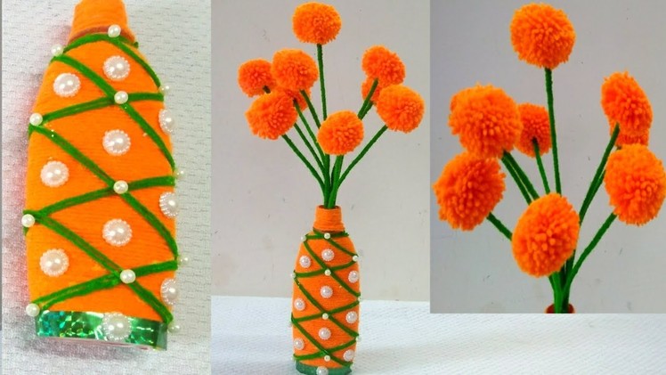 DIY-Woolen Guldasta New Ideas.Flower Pot.Waste Plastic bottle Guldassta.New craft.DIY Craft