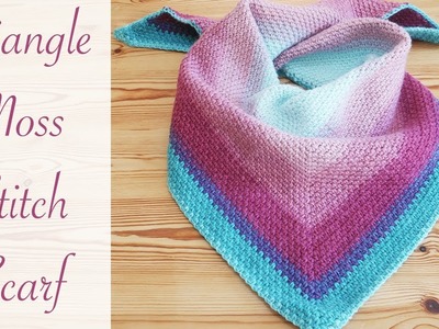 Easy Crochet: Moss Stitch Triangle Scarf. Shawl