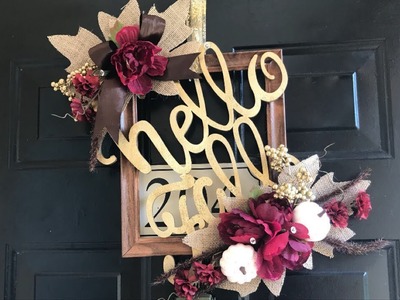 ????Fall- Diy Picture Frame Wreath || Rustic Glam || Front Door Decor || Fall Decor Idea????