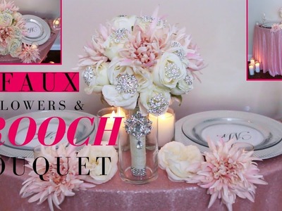 Faux Flowers & Brooch Wedding Bouquet | DIY Brooch Wedding Bouquet tutorial
