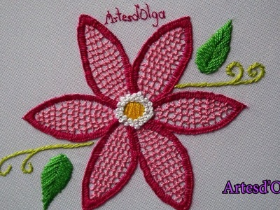 Hand Embroidery: Honeycomb Stitch Flowers | Bordados a mano: Flores en Puntada Panal | Artesd'Olga
