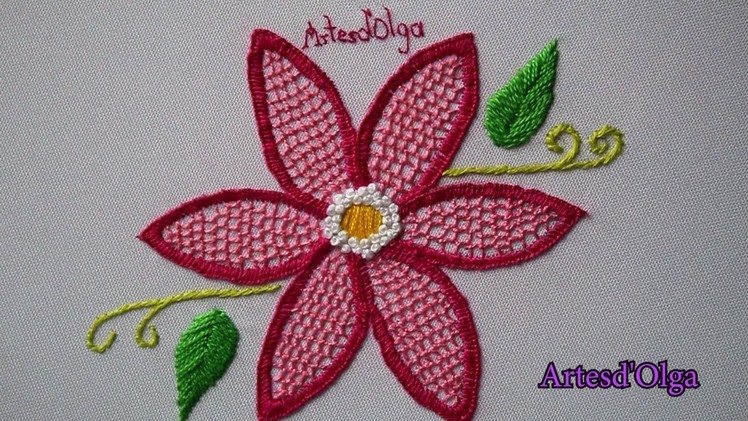 Hand Embroidery: Honeycomb Stitch Flowers | Bordados a mano: Flores en Puntada Panal | Artesd'Olga