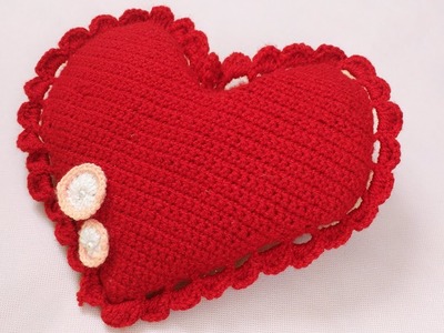 How To Crochet Pillow | Takiya banane ka tarika | Woolen Heart Cushion | Heart Crochet Design
