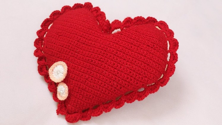How To Crochet Pillow | Takiya banane ka tarika | Woolen Heart Cushion | Heart Crochet Design