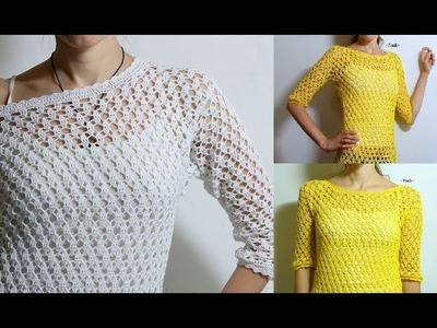 How to crochet tunic top pullover sweater free pattern for beginners