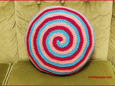 How to Crochet Tutorial: DIY Candy Swirl Pillow by YARNutopia