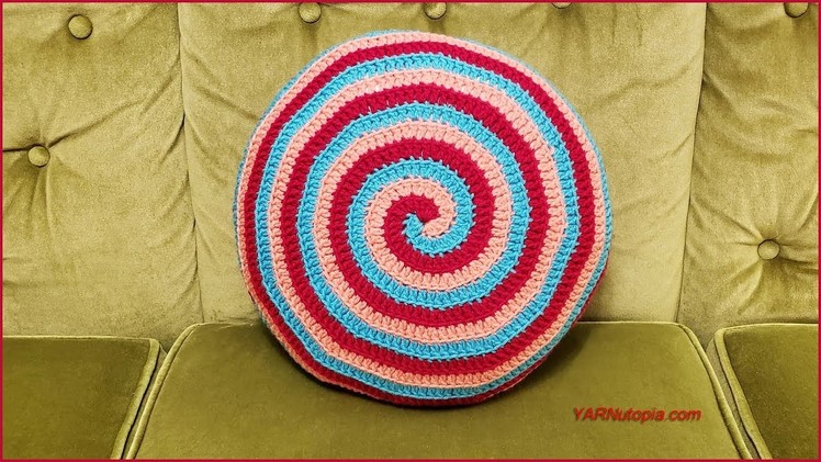 How to Crochet Tutorial: DIY Candy Swirl Pillow by YARNutopia