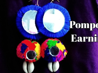 Navratri jewellery | DIY pompom Jewellery | DIY Earings | DIY pompom Earings| silk thread earing,