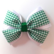 Pair handmade green gingham hair bows for girl shool bows hair accessories