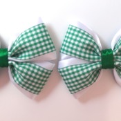Pair handmade green gingham hair bows for girl shool bows hair accessories