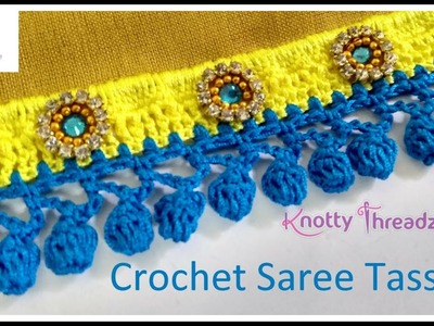 Saree Kuchu | Latest Design | Crochet Saree Tassels - 10.10 | Stone Work Kuchu | knottythreadz.com
