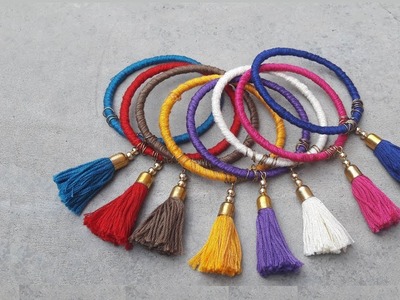 Tassel bangles.How to make thread bangles at home easy.Creation&you
