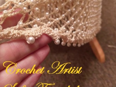Unique Handmade Crochet Ecru Long Cardigan with Pearls.