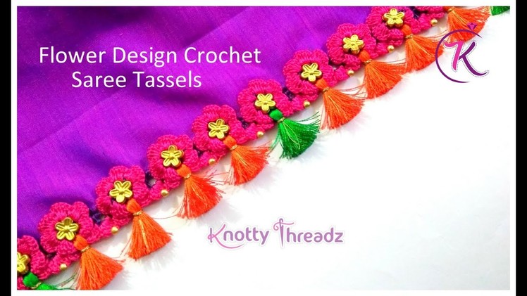 Bridal Saree Kuchu | Crochet Saree Tassels | www.knottythreadz.com #sareekuchu #crochet #bridalsaree