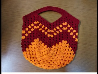 Crochet bag.granny square bag.क्रोशा विणकाम.vinkam marathi.crosia.woolen bag