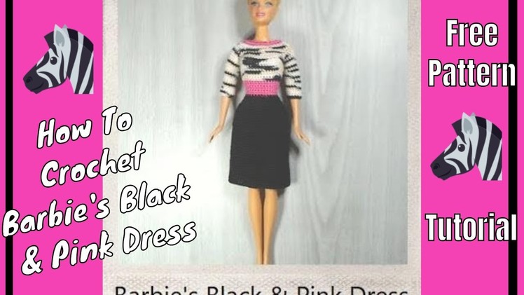 Crochet Barbie Black & Pink Dress ????