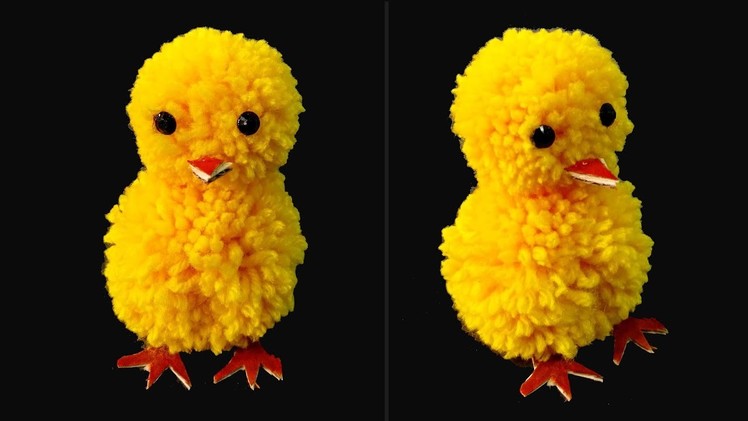 DIY Pom pom chicken. Pom pom Chick. Yarn Chicken.How to make Pom pom Chicken