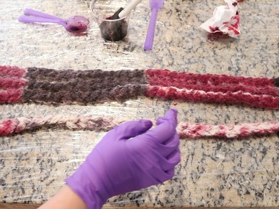 Dyepot Weekly #68 - Hand Painting a Crochet Chain of Crochet Chains for a Self Striping Colorway