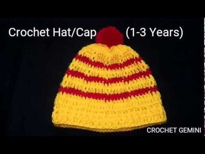 Easy Crochet Baby Hat (1- 3 years) | Lokrichi Topi | Crochet Baby Cap. Hat for beginners | Baby Hat