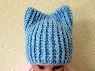 Easy crochet Baby hat with ears tutorial 6-12 months  Happy Crochet Club