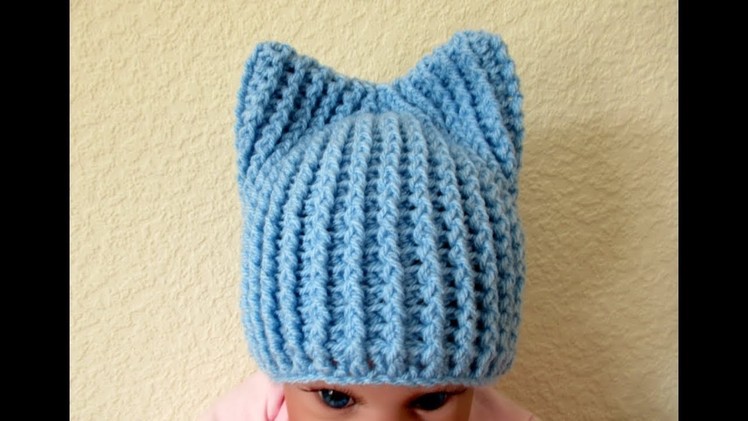 Easy crochet Baby hat with ears tutorial 6-12 months  Happy Crochet Club