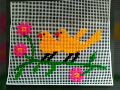 How making woolen bird in plastic Canvas|| Creations with Plastic Mat Canvas 3 | BSD |