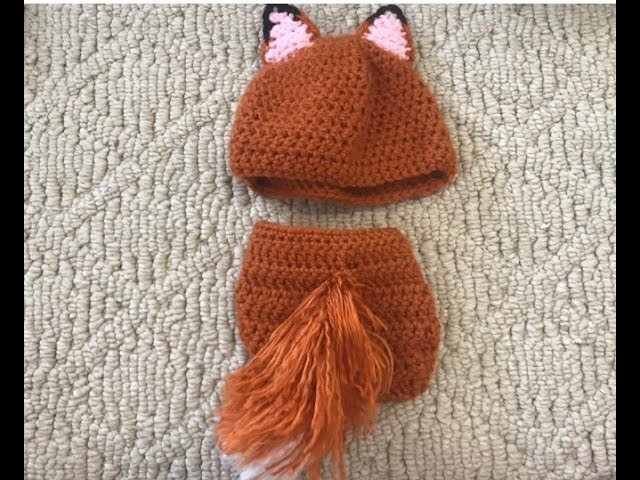How To Crochet A Fox Hat And  Diaper Cover Set