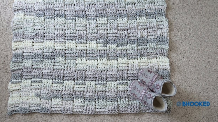 How to Crochet a Rug - Chunky Basket Weave Crochet Rug