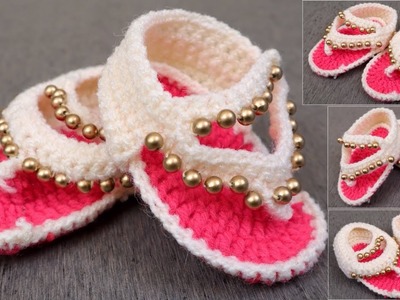 How to Crochet Baby Sandals Design || Baby Crochet Flip Flops Sandal | crochet sandals for baby girl