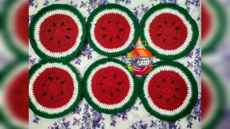 How to Crochet easy beginners friendly Watermelon Tea Coasters