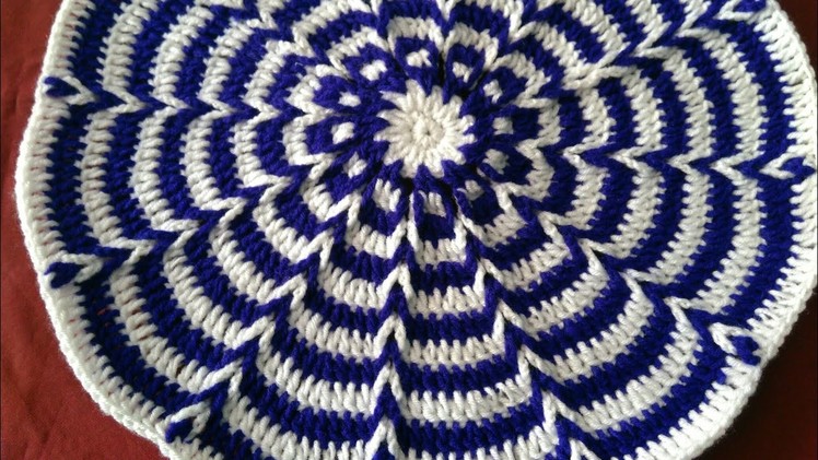 HOW TO Crochet ILLUSION EFFECT TABLEMAT. IN MARATHI. English SUBTITLES. रुमाल प्रकार - 20