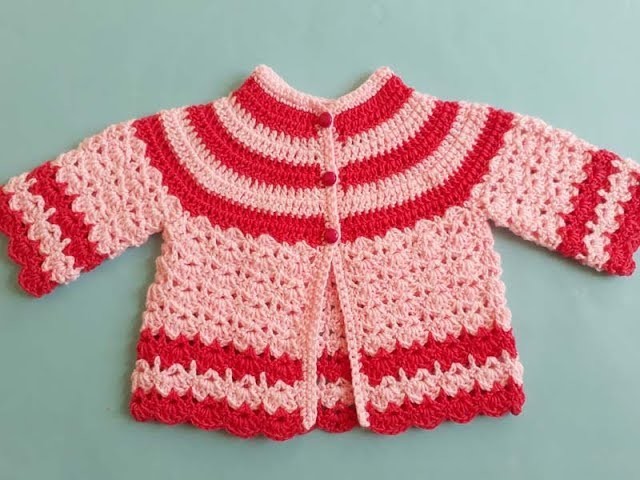 How To Crochet Round Neck Baby Jacket Sweater