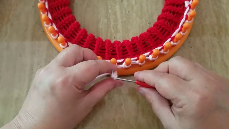 How to loom knit a Pepa Pig hat , tutorial, step by step
