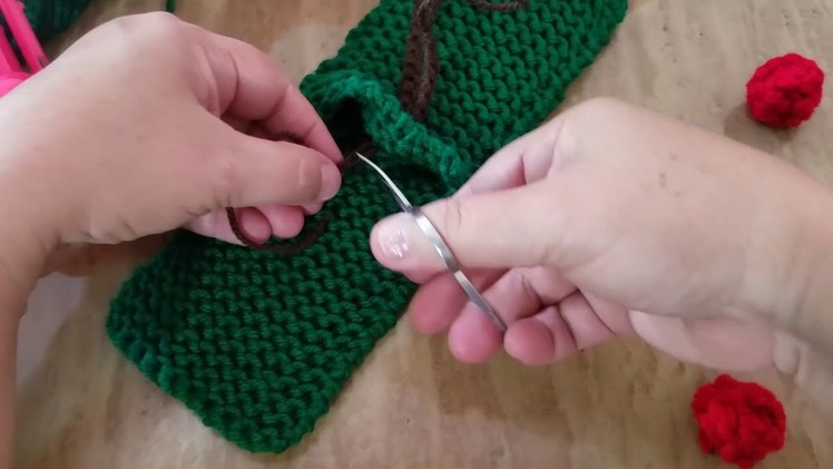 How to loom knit Cherries for Christmas decorations, how to loom knit silverware pockets