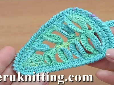 How to Make Crochet 3D Leaf Tutorial 46