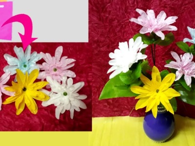 How To Make Flowers From Waste Plastic Carry Bags|Best out of waste|flower making craft idea