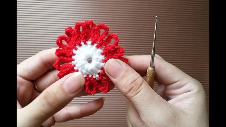 Multi Chained Crochet Flower Using Simple Chain , 4 ply yarn - KHOUZH