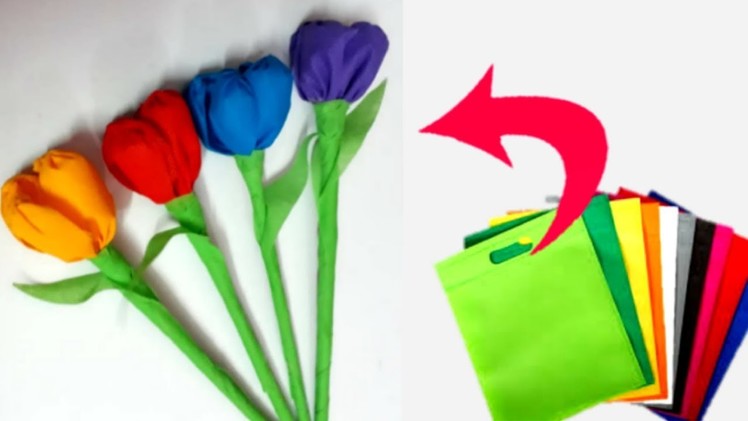 Tulip flower making |How to make Tulip flower from carry bags| Tulip flower making craft