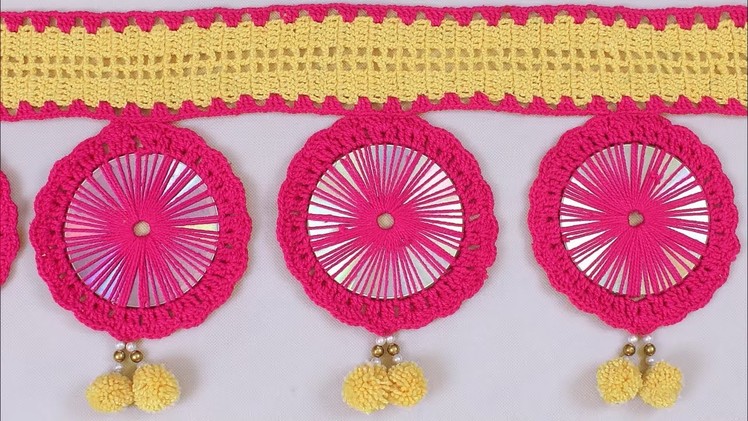 WOW ! How to make Door Hanging Toran from CD & Woolen | Handmade Door Hanging Toran Crochet Pattern