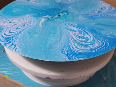 110 - Acrylic Dirty Pour - Record Swirl Pour over a Knitting Dolly
