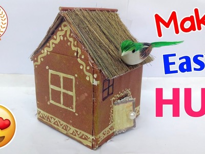 Best Out Of Waste | How To Make Hut from Waste CardBoard | DIY Mini HUT for School Projects