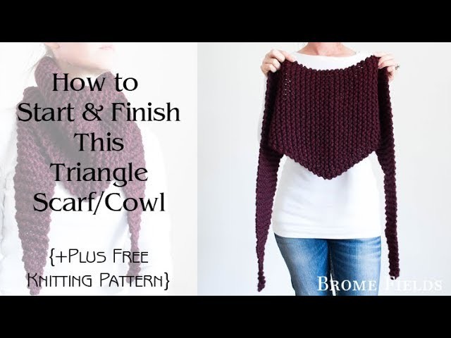 Claret Triangle Scarf Cowl Knitting Pattern